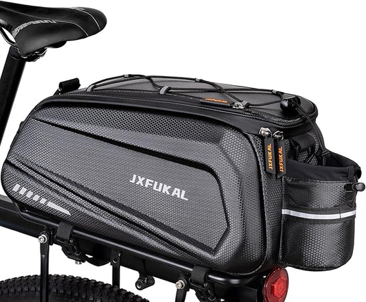 JXFUKAL Bike Bags for Bicycle Rear rack - 9.5L/17L/40L Hard Shell Waterproof Bike Ebike Trunk Pannier Saddle Seat Bag Carrier with Reflector, Rain Cover & Shoulder Strap for Commuter Travel Outdoor