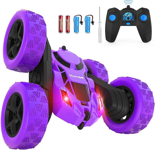 Remote Control Car for Kids, 360° Spinning RC Stunt Car with Lights, 4WD Electric Off-Road Vehicle, 2.4GHz Rechargeable Toy Cars for Boys Girls Age 6 7 8 9 10 11 12, Birthday