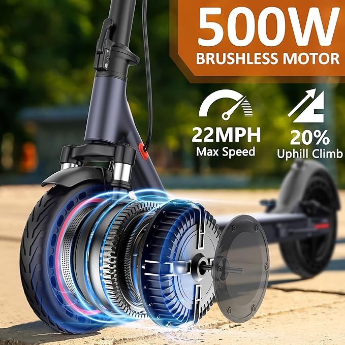 10/8.5" E Scooter for Adults 19-22 MPH Sport Escooter 350W/500W Motor, Electric Scooter 15-22 Miles Range, Bearing 265 LBS/APP Control,with Seat Parent ASIN: B0FHB4G2WQ