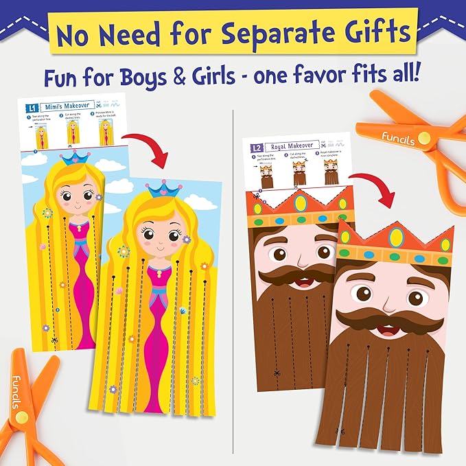 Funcils Educational Kids Party Favors (15 Pack) - Scissor Skills Craft Activity Kits with Book, Scissors & Glue - Birthday Goodie Bags Stuffers, Classroom Return Gifts for Boys & Girls Ages 3 4 5 6 7