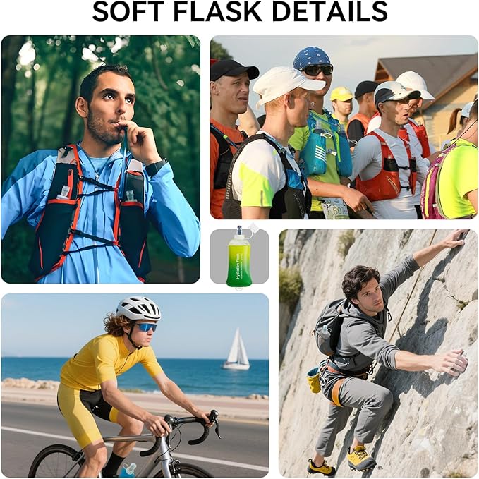 500ml Soft Flask Soft Water Bottle for Running, Hiking, Travelling, Cycling and Climbing - Gradient Green