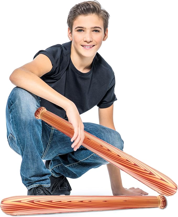 24 Pack 31.5 inch Inflatable Baseball Bat Wood Pattern Blow up Baseball Bat Inflates for Pool Summer Beach Carnival Birthday Baseball Party Favors