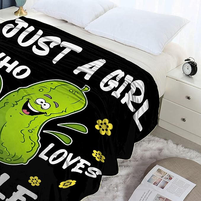 Pickle Blanket Just Girl Loves Pickles Soft Blankets and Throws Flannel Cozy Lightweight Quilt Gift Perfect for Bed Sofa Couch-50 x40 Small for Kids
