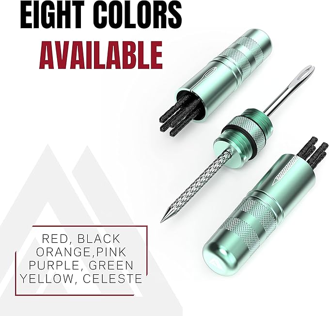 KOM Cycling Tubeless Tire Repair Kit for Bikes 8 Colors! Fixes Mountain Bike and Road Bicycle Tire Punctures