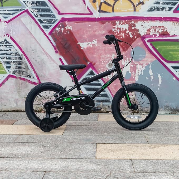 12 14 16 18 Inch Kids Bike BMX Style Bicycle with Training Wheels Coaster Brake for 2-10 Years Old Toddlers Boys Girls Multiple Colors