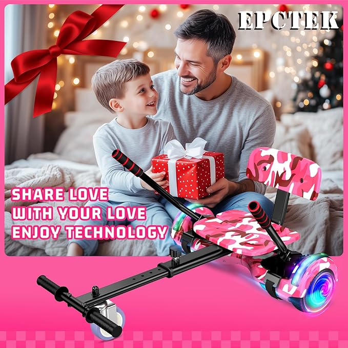 Scooter with Seat Attachment for Kids Adults, 6.5'' 8.5''Balancing Scooter with Bluetooth Speakers & Colorful LED Light with Kart
