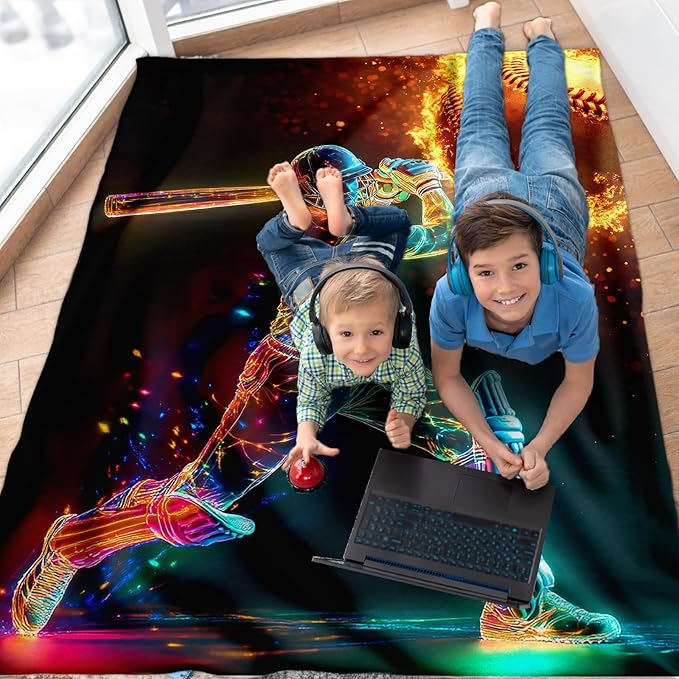 Kids Blanket, Baseball Blanket, 60 x 50 Inches Soft Fuzzy Blanket for Boys, Baseball Lover Blanket, Warm Flannel Throw Blankets for Bed Bedding Room Decor, Camping, Travel, Baseball Club