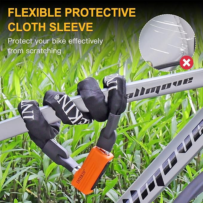 Bike Chain Lock 3FT/4FT/5FT Heavy Duty Bike Lock Anti-Theft Bicycle Chain Lock 8mm/10mm Thicker Bicycle Lock Chain Bike Lock with 3 Keys for Bike, Motorcycle