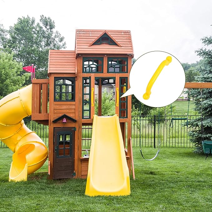 RedSwing Playground Accessories for Kids, Outdoor Swingset Attachments with Pirate Ship Wheel, Toy Telescope, Telephone and Safety Handles (Yellow and Green)