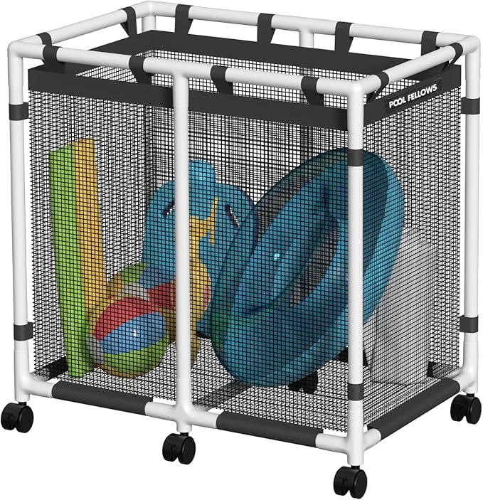 Pool Storage Bin, 105 Gallons, Holder for Noodles, Toys, Floats, Towels, Mesh Organizer for Swimming Equipments, Basic Style
