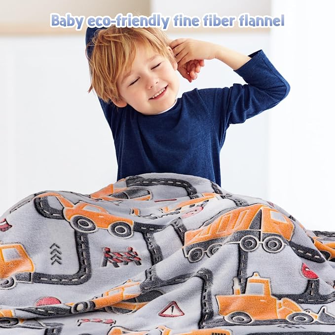 Kids Boys Construction Excavator Gifts Toys - Glow in The Dark Truck Blanket Birthday Christmas Valentine's Easter Gift for Age 1 2 3 4 5 6 7 8 9 10 Years Old Teen Toddlers Car Plush Throw 50"x60"