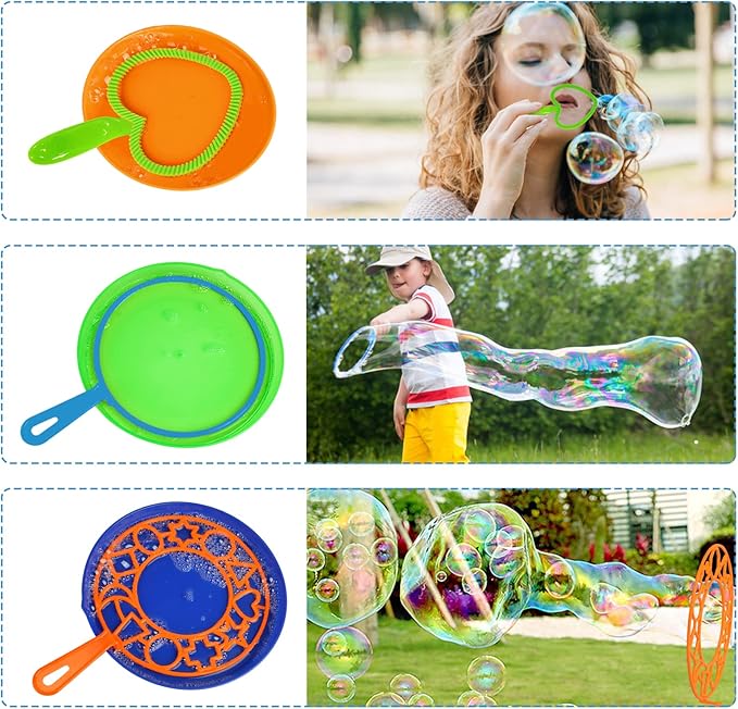 Roberly Bubble Wands Set Toys Bulk Funny Big Giant Large Bubble Making Maker with Tray for Kids Adult Summer Outdoor Playtime Activity Party Favors Gifts Birthday Games