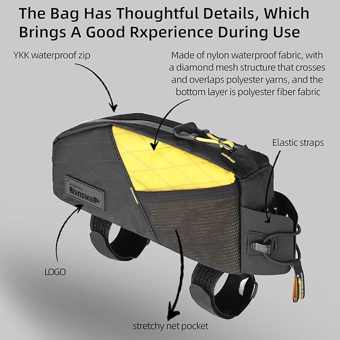 Rhinowalk Bike Top Tube Bag Bike Frame Bag Waterproof Bicycle Bag Professional Cycling Accessories for Mountain Road Bike