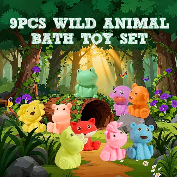 Baby Bath Toys for Babies 6-12 Months, 9 PCS | Sealed, No Hole & Mold Free Bath Toys, Soft & Safe Toddler Bath Toy Set, Bathtub Water Pool Toys