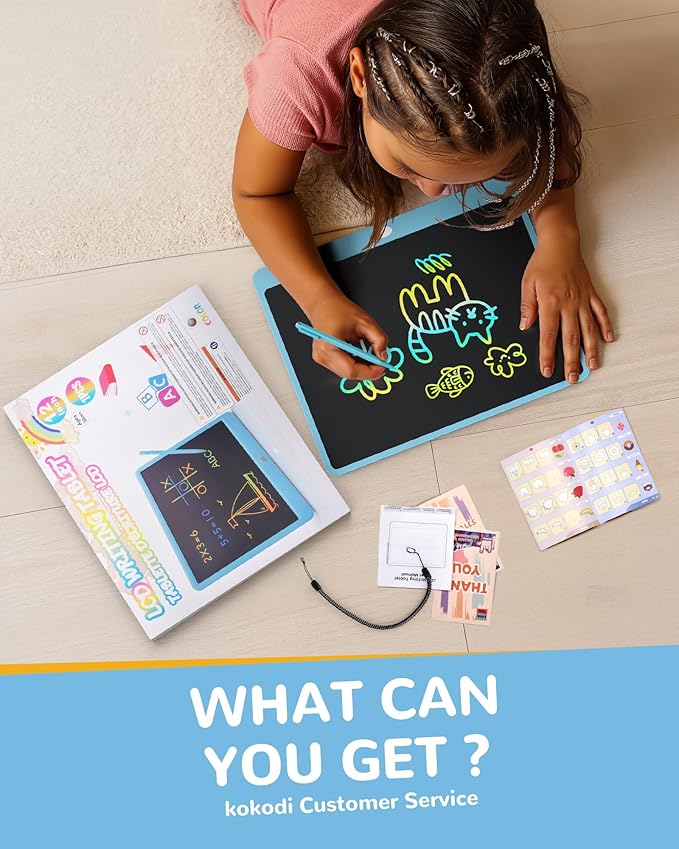 KOKODI LCD Writing Tablet, 16 Inch Colorful Doodle Board Drawing Tablet, Erasable Reusable Electronic Drawing Pads, Educational and Learning Toy for 3-6 Years Old Boy and Girls