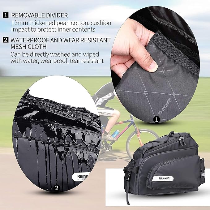 Bike Trunk Bag Bike Pannier Bag Bike Rear Seat Bag 17L Waterproof Bicycle Cargo Rack Saddle Bag Commuter Bag Shoulder Bag Laptop Pannier Rack Bicycle Bag