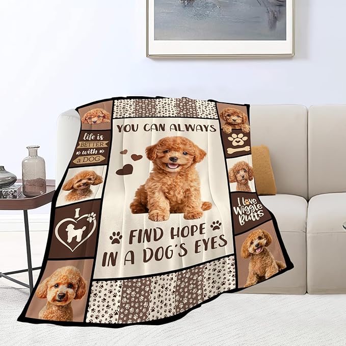 Poodle Gifts Blanket, Poodle Throw Blankets, Dog Mom Gift for Women Men Boys Girls Lover Adult Cozy Fleece Flannel Bedding Stuff Animal Plush for Couch Sofa Bed Decor 80"X60"