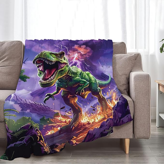 T-Rex Dinosaur Throw Blanket - Funny Gifts and Decor for Boys Girls Women Men Kids Adults - Soft Warm Cozy Fleece for Couch Sofa Bed 80"x60"
