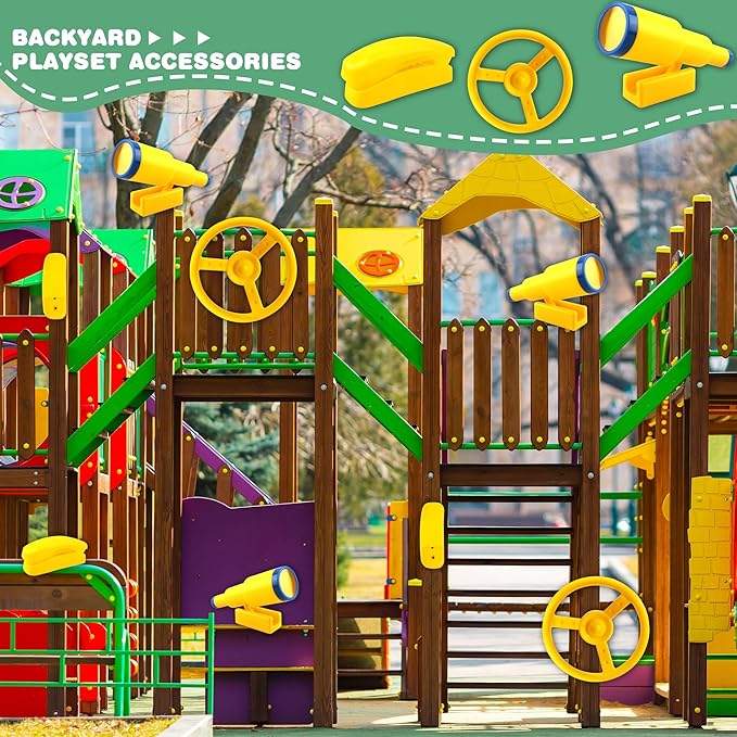Playground Accessories Swingset Steering Wheel Plastic Telescope Telephone Swingset Phone Toy for Kids Outdoor Playground Backyard Treehouse