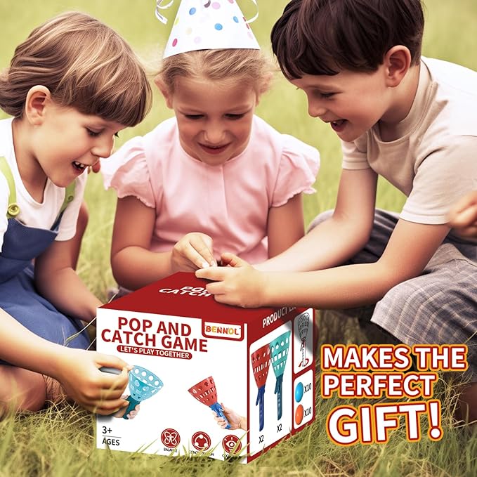 Bennol Outdoor Game Toys for Kids Boys with 20 Balls, Pop Pass Catch Ball Game Outside Toys Gifts for 3 4 5 6 7 8+ Year Old Teens, Outside Outdoor Play Gifts for Kids Boys Ages 3-5 4-8
