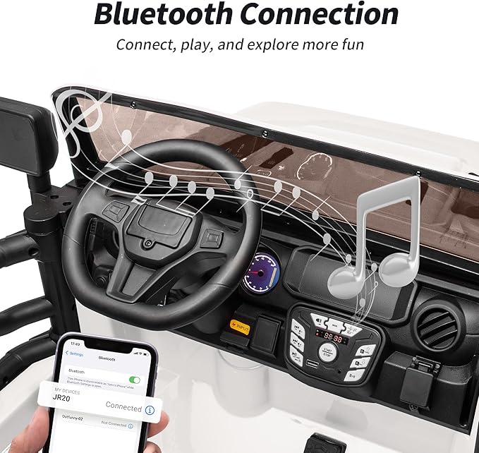 2 Seater Ride on Car Toy, 24V 4WD Electric Car for Kids 4-8 with Remote Control, 4x200W Motors, Capacity 150 lb - White