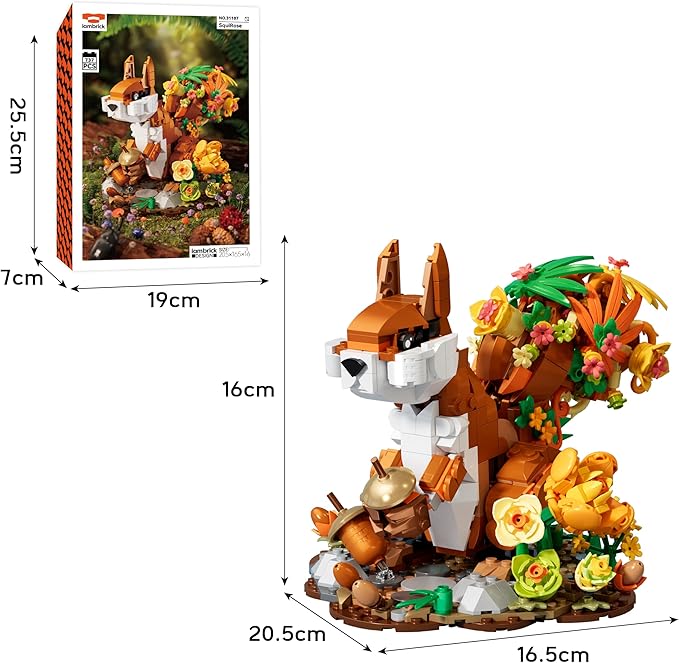 Squirrel MOC Building Sets, Autumn Forest Squirrel Building Blocks Set for Adults, MOC Squirrel Animal Building Kit Model Gifts, Autumn Forest Squirrel Collectible Display, 737PCS