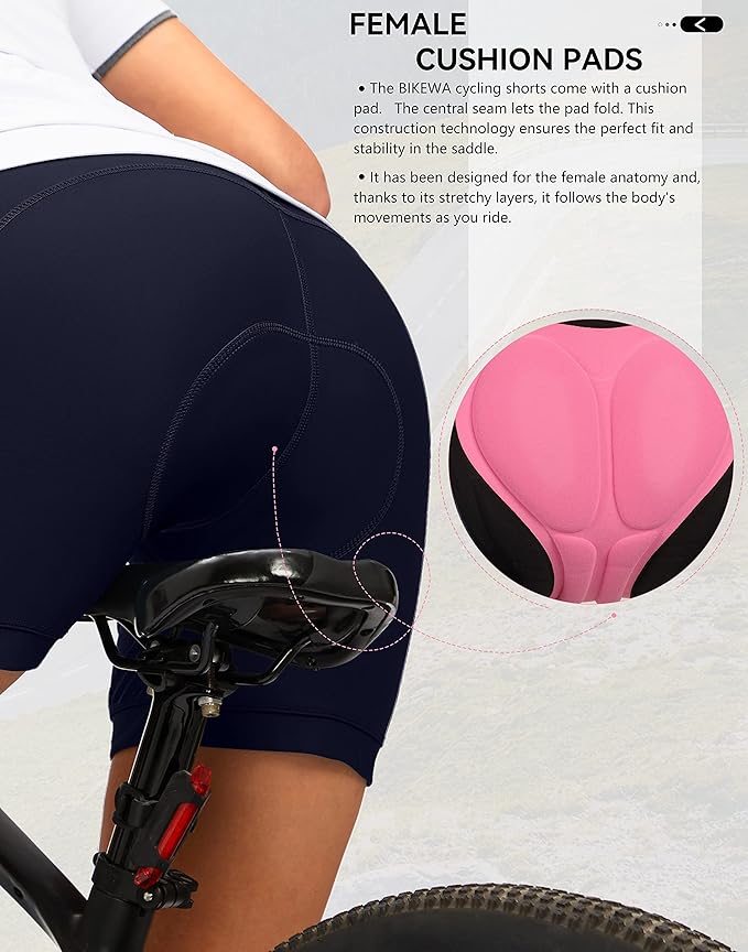 Women's 4D Padded Bike Shorts 5"/7" Riding Underwear Cycling Bicycle Road Biking Cycle Shorts for Women Zipper Pockets