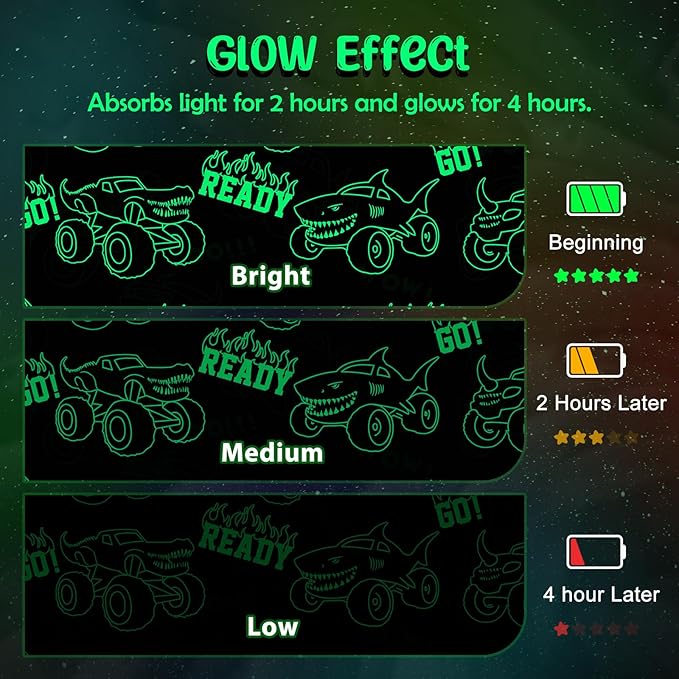 Monster Cars Gifts for Boys Girls - Trucks Glow in The Dark Blanket Toys for Birthday Christmas Valentines Easter Presents for Kids Toddler Age 2 3 4 5 6 7 8 9 10 11 12 13 Years Old Soft Throw 50"x60"