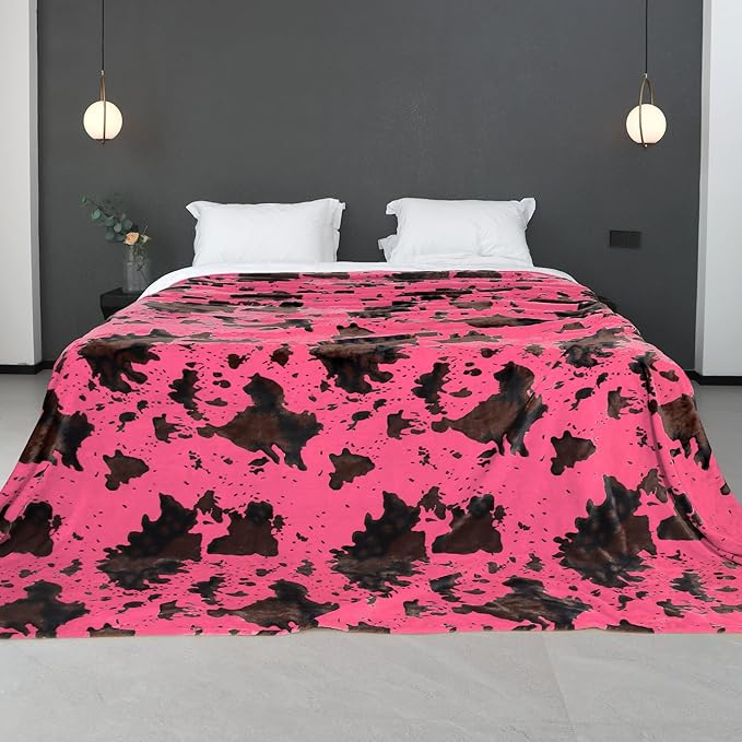 Pink Fleece Blanket King Size Lightweight Fuzzy Soft Bed Blanket 90x90inch Hot Pink Women Decorative for Bedroom All Seasons