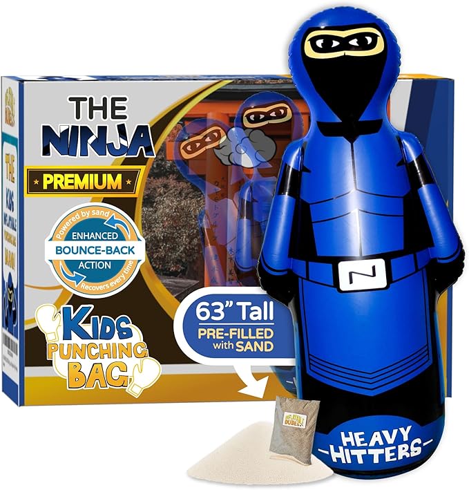 INFLATABLE DUDES Ninja Toy 63 Inches -Kids Punching Bag | Already Filled with Sand| Bop Bag | Inflatable Bopper | Boxing | Ninja Birthday Party | Punching Bag for Kids- (Heavy Hitters Nobi)