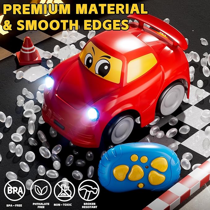 Remote Control Car for Toddlers 1-3 2-4 3-5, 2 Pack Cartoon 2.4 GHz RC Cars for Kids, Electric Hobby RC Car Toys, Christmas Birthday Gifts Toys for Kids Boys Girls 2 3 4 5 6 Years Old