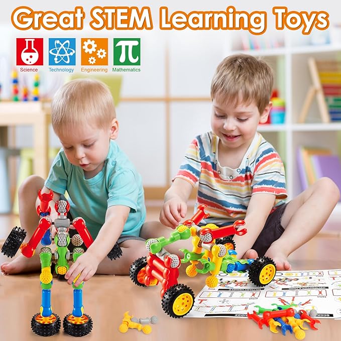 MOONTOY STEM Kits Building Toys for 3 4 5 6 7 8 Year Old Boy Girl Birthday Gift, Educational Building Blocks for Kids Ages 3-5 5-7 4-8 6-8, Preschool Engineering Set Creative Activities Classroom Game