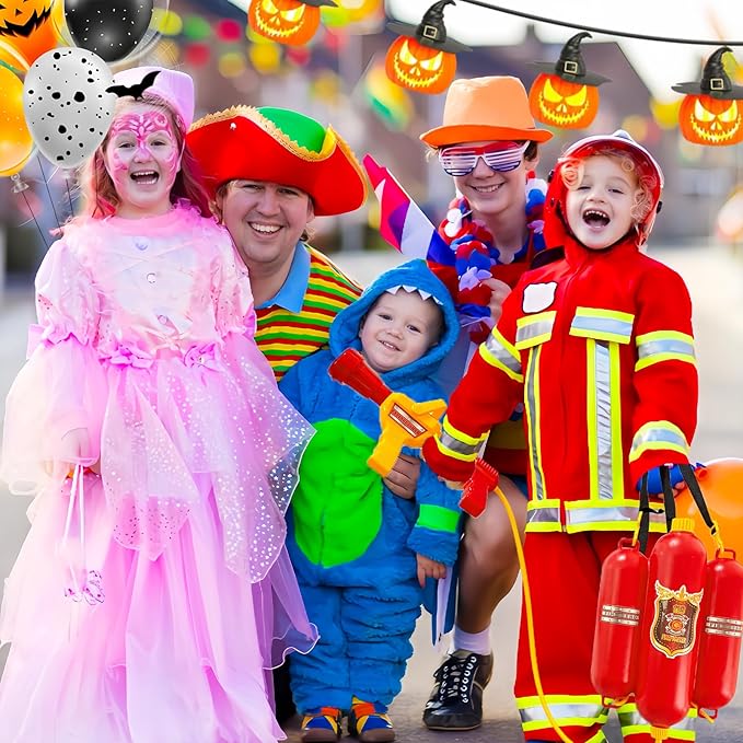 Firefighter Backpack Water Gun Blaster Set for Kids,Fireman Tank with Hose Shooter Toy,Mini Fire Extinguisher Squirter for Halloween Costume,Outdoor Play,Swimming Pool,Beach,Party