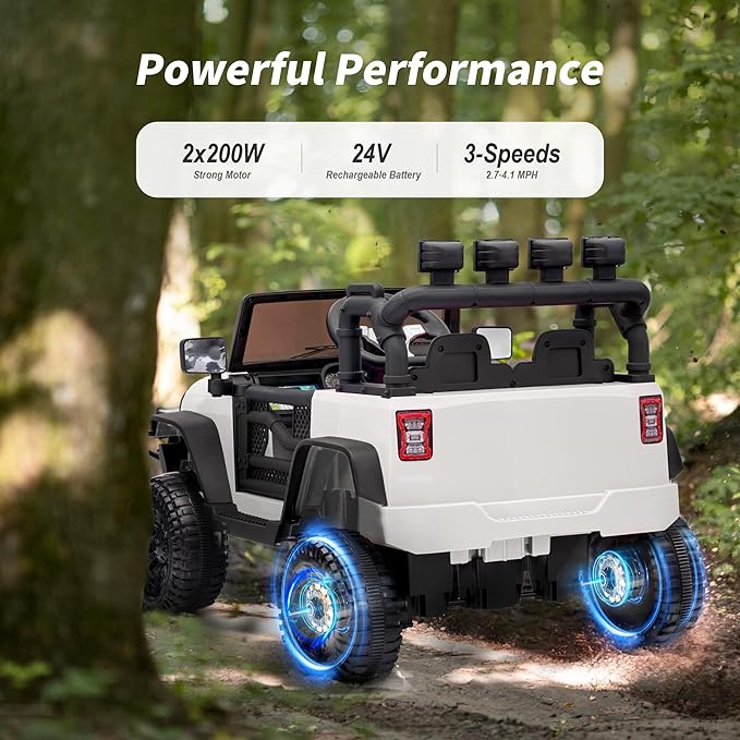 Kids Ride on Car Toy, 24V Electric Car for Kids with Remote Control, 2x200W Motors - White