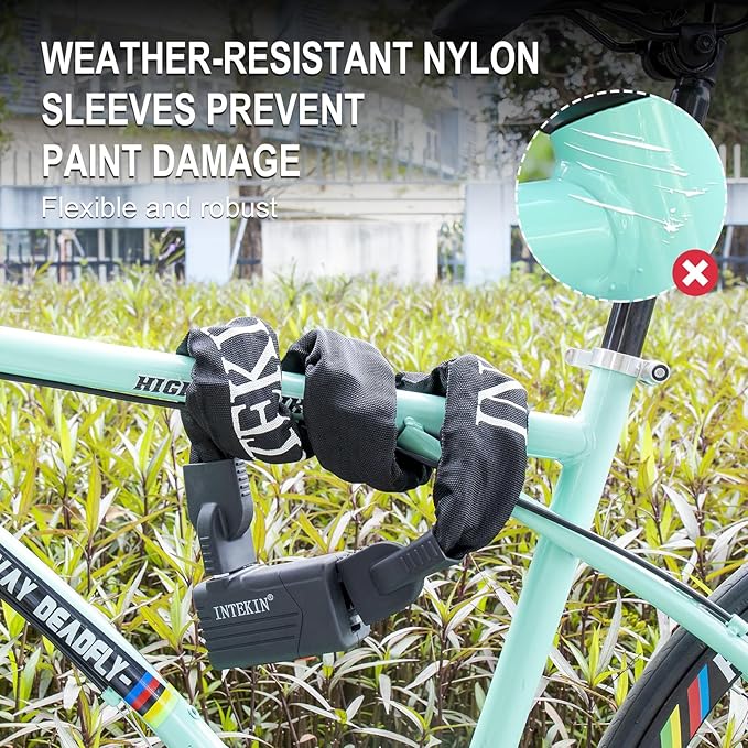 Bike Chain Lock 3FT/4FT/5FT Heavy Duty Bike Lock Anti-Theft Bicycle Chain Lock 8mm/10mm Thicker Bicycle Lock Chain Bike Lock with 3 Keys for Bike, Motorcycle