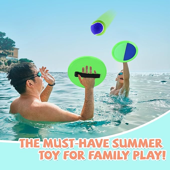 Toss and Catch Ball Set Beach Toys for Kids Outdoor Toys and Yard Games for Boys and Girls Improves Focus Great for Exercise Fun Easter Christmas Birthday Gift Idea - 8 inch
