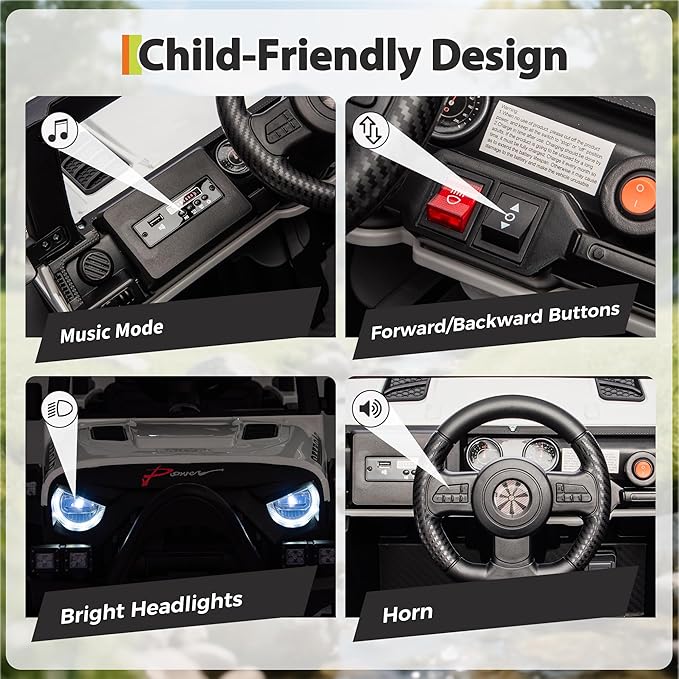 12V Ride On Car for Kids, Ride On Toy w/Parent Remote, Spring Suspension, Bluetooth, Music & Horn, LED Light, 4.1MPH Max Speed, 3 Speeds, Electric Car for Kids Toddlers Age 3-8, White