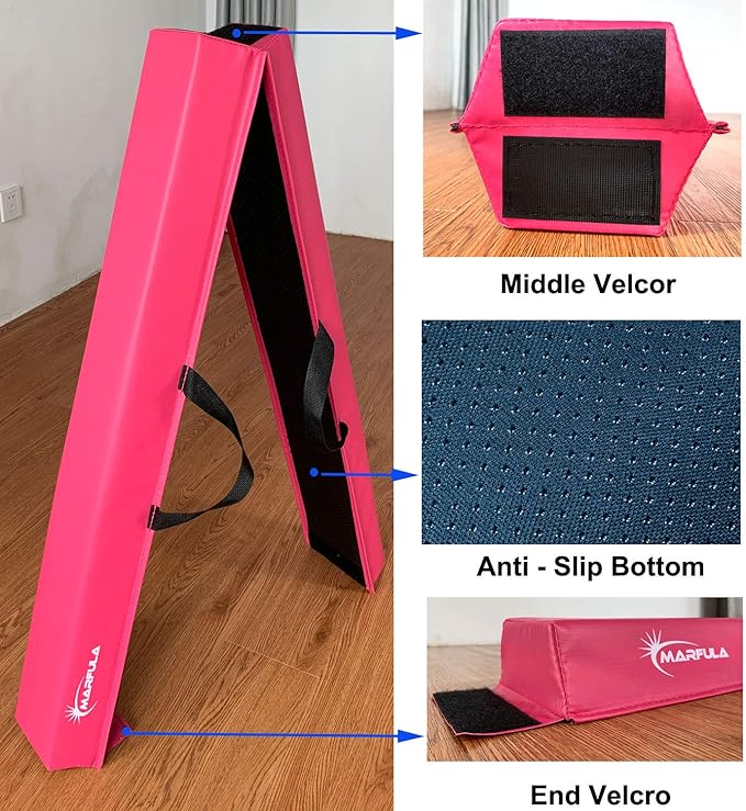 Balance Beam - Folding Floor Gymnastics Equipment for Kids, Non Slip Base - 6 FT to 10 FT for Home Gym Use