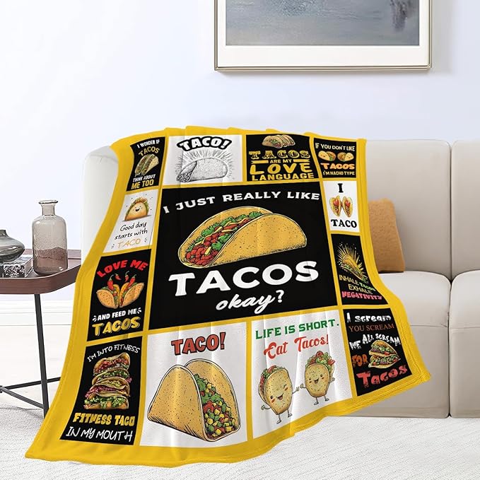 Taco Blanket Food Burrito Throw Blanket Gifts for Taco Lovers Girls Women Kids Boys Adults Men Super Soft Cozy Plush Fluffy Fuzzy Fleece Blanket Home Decor 50''X60''
