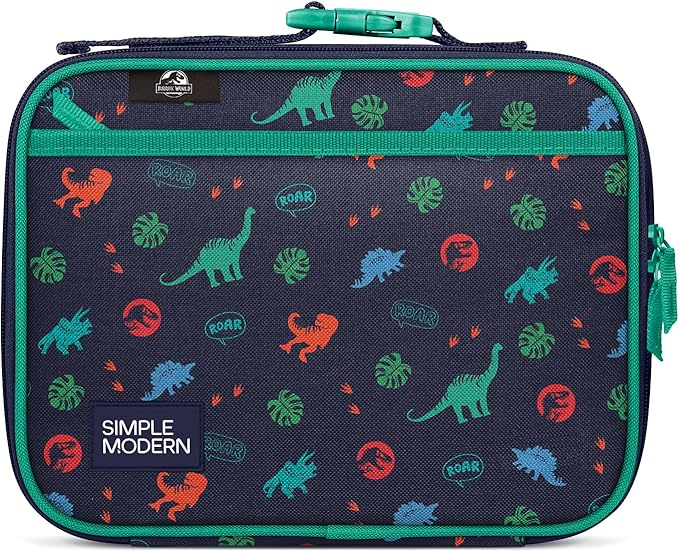Simple Modern Jurassic Park Kids Lunch Box for Toddler | Reusable Insulated Bag for Girls | Meal Containers for School with Exterior and Interior Pockets | Hadley Collection | Jurassic Dinosaur Roar