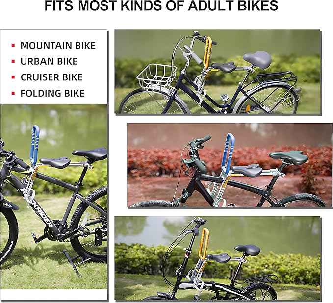 Child Bike Seat, Front Mount Kids Bike Seat,Fit Mountain Bikes, Cruiser Bikes, Folding Bikes, Ultra Light,Portable, Tool-Free, Quick-Release,Toddler Bike Seat for 2-6 Years(up to 60lbs)
