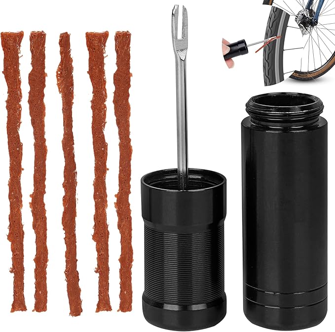 Tubeless Tire Plug Repair Kit, Bike Tire Repair Kits, Tubeless Tire Tyre Repair Kit and Sealant Injector Syringe Set with Valve Removal Tool Kit