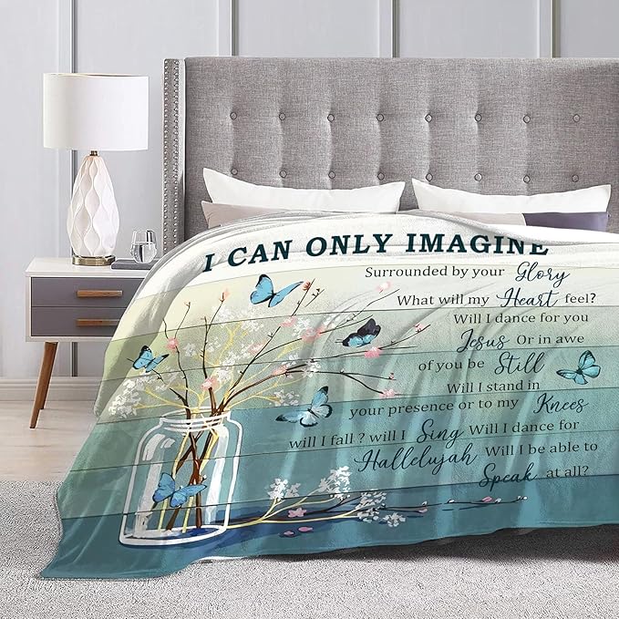 Christian Butterfly Blanket for Women, I Can Only Imagine Fleece Blanket Gifts for Boys Girls, Warm Cozy Soft Flannel Christ Stuff for Bed Sofa Couch 50" x 40"