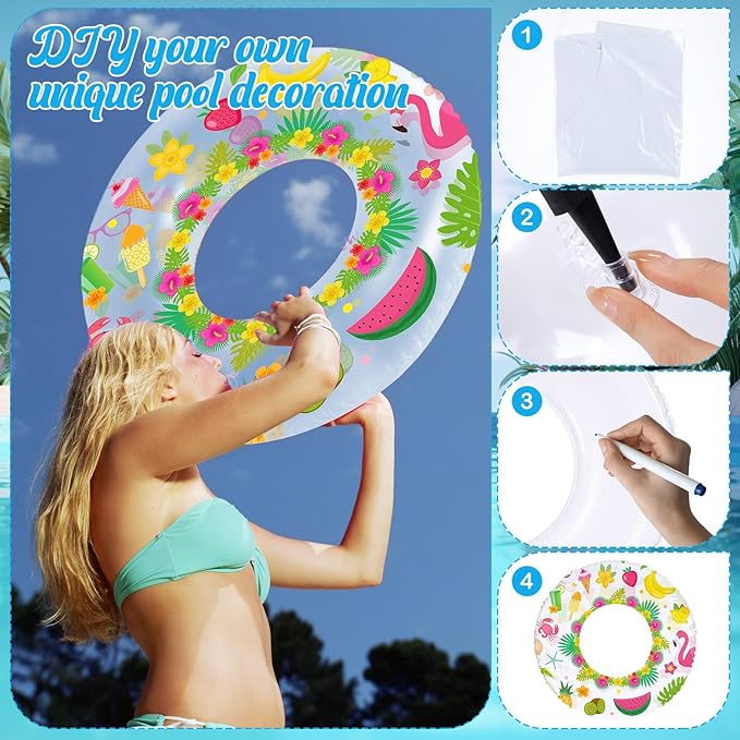 8 Pcs Large Inflatable Pool Float 36 Inches Swimming Ring Pool Floats Adult Inflatable Tube for Summer Vacation Beach River Bachelorette Wedding Party Supplies