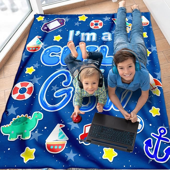 Boys Blanket Gifts Christian Blankets for Kids Teens Adults - 60" x 80" Blue Cute Soft Lightweight Flannel Throws for Couch, Sofa, Bed, Bedroom Decor - Christian Gift