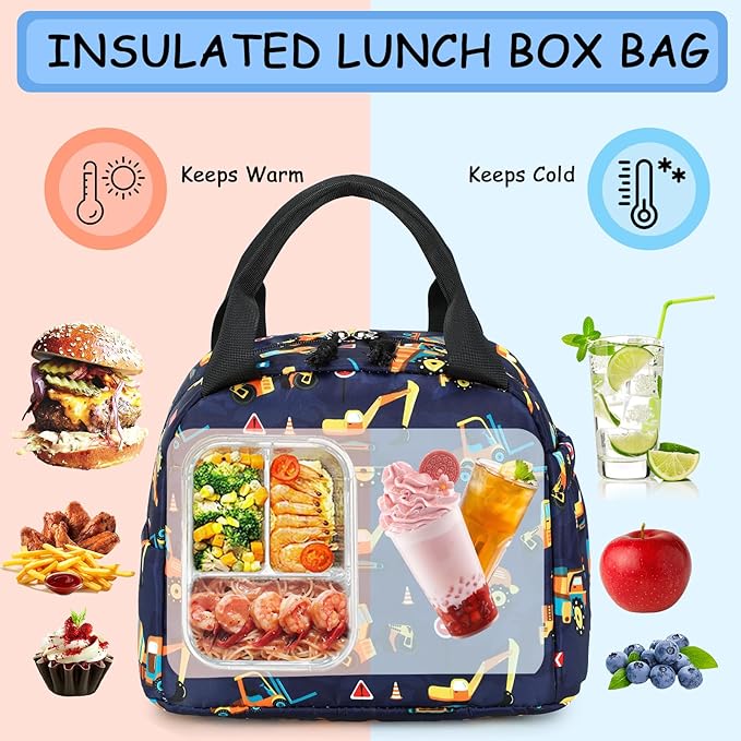 CAMTOP Lunch Box Kids Insulated Lunch Bag Large Reusable Leakproof Cooler Lunch Bags for Boys Girls School Travel Picnic