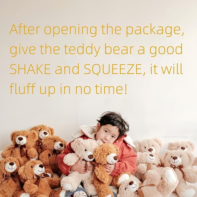 5 Pack Teddy Bears Bulk Teddy Bear Stuffed Animal Baby Shower Bear Plush Gifts for Christmas Valentine;s Day Mother's Day for Kids or Adults (5 Dark Brown)