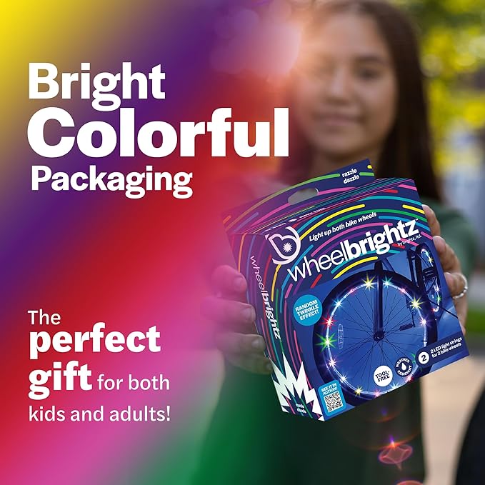 Brightz WheelBrightz LED Bike Wheel Lights - 2025 Edition with Superior Straps & LED-Weatherproof Shield! 14 Colors - Unmatched Durability, Visibility & 48+ Hours of Dazzling Illumination