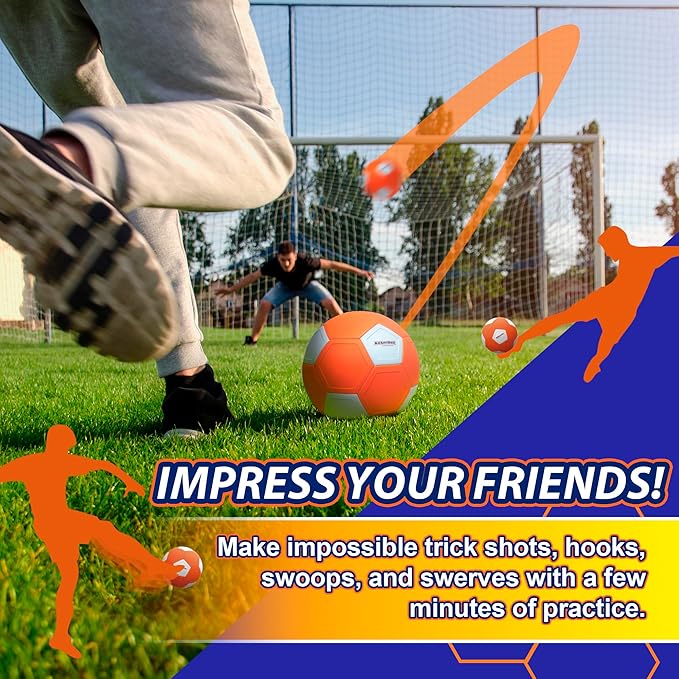 Kickerball - Curve and Swerve Soccer Ball/Football Toy - Kick Like The Pros, Great Gift for Boys and Girls - Perfect for Outdoor & Indoor Match or Game