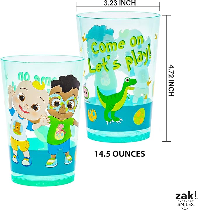 Zak Designs CoComelon Nesting Tumbler Set Includes Durable Plastic Cups with Variety Artwork, Fun Drinkware is Perfect for Kids (14.5 oz, 4-Pack, Non-BPA)